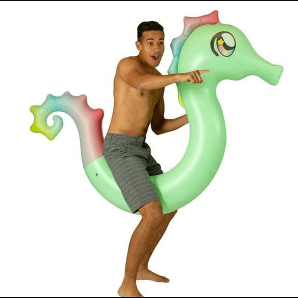PoolCandy Seahorse Ride-On Inflatable Green Super Noodle NWT - Picture 10 of 11